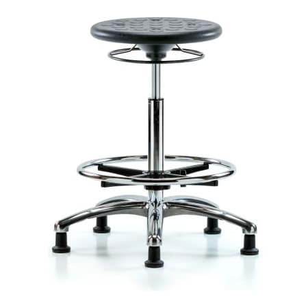 E Com Blue Ridge Ergonomics Cleanroom Stool W/ Glides and Footring - High Bench Height - Black CLR-IPHBSO-CR-CF-RG-BLK